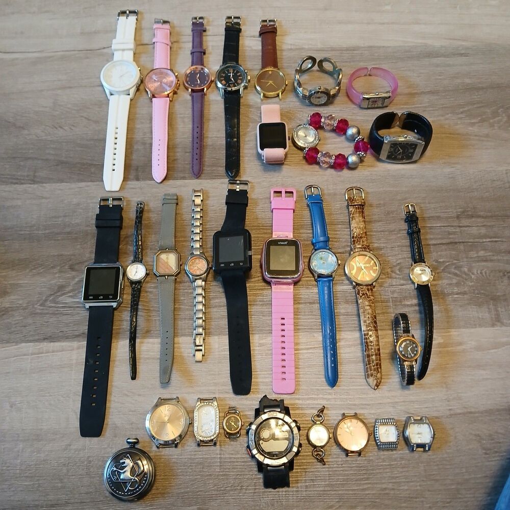 Huge Watch Lot of 25+ Mixed Brands Vintage & Modern Parts/Repair Untested-Box 42